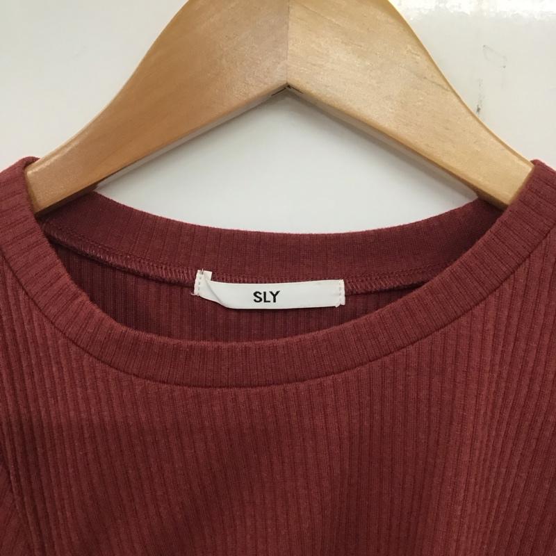 スライ SLY カットソー 半袖 030EAA80-0170 CURVEDSHIRRINGトップス 半袖カットソー FREE 無地 えんじ / ワインレッド /  レディース USED 古着 中古 10135790