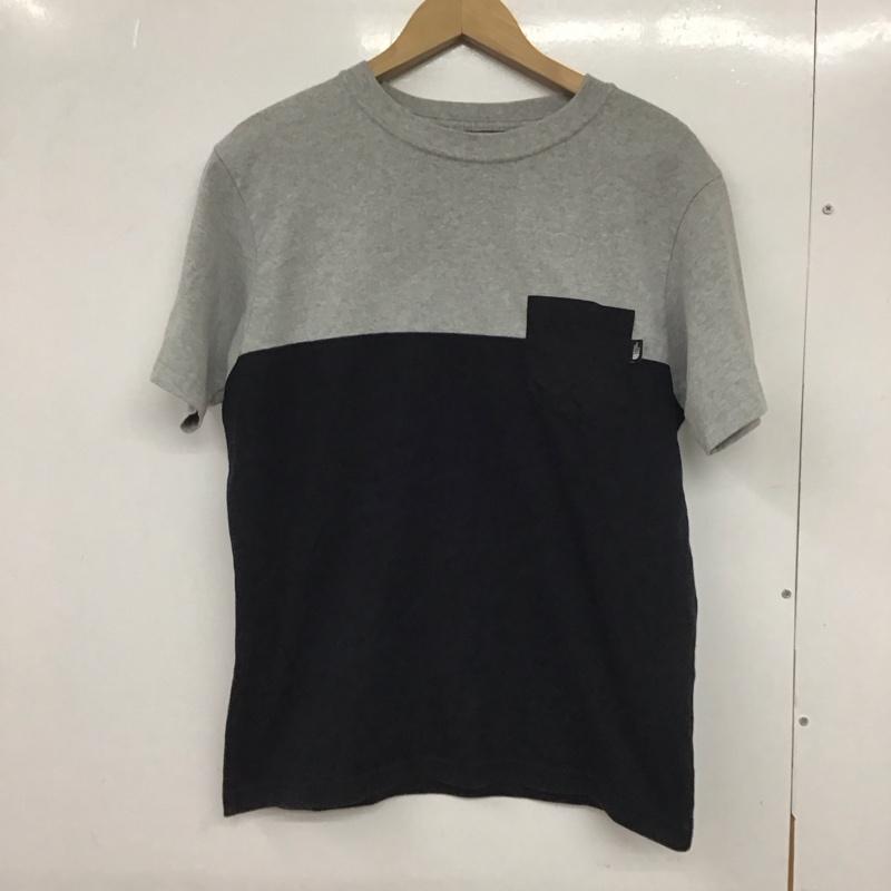 ザノースフェイス THE NORTH FACE Tシャツ 半袖 nt32062 トーンポケットカットソー クルーネックカットソー 半袖カットソー M ロゴ、文字 灰 / グレー / X 黒 / ブラック /  メンズ USED 古着 中古 10132104