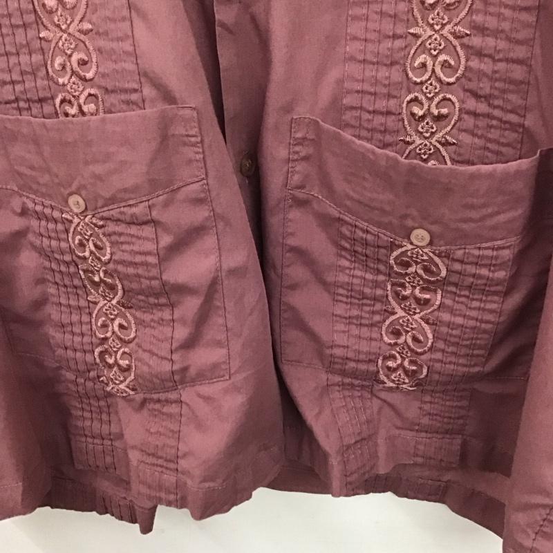 古着 USED シャツ、ブラウス 半袖 半袖シャツ 刺繍シャツ ポケットシャツ キューバシャツ 刺繍 紫 / パープル /  メンズ USED 古着 中古 10140098