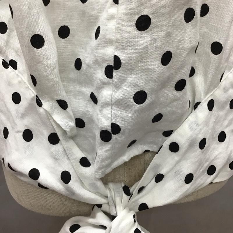 ザラウーマン ZARA WOMAN カットソー 七分袖 4886 046 251 リネン リボン XS ドット 白 / ホワイト / X 黒 / ブラック /  レディース USED 古着 中古 10116947