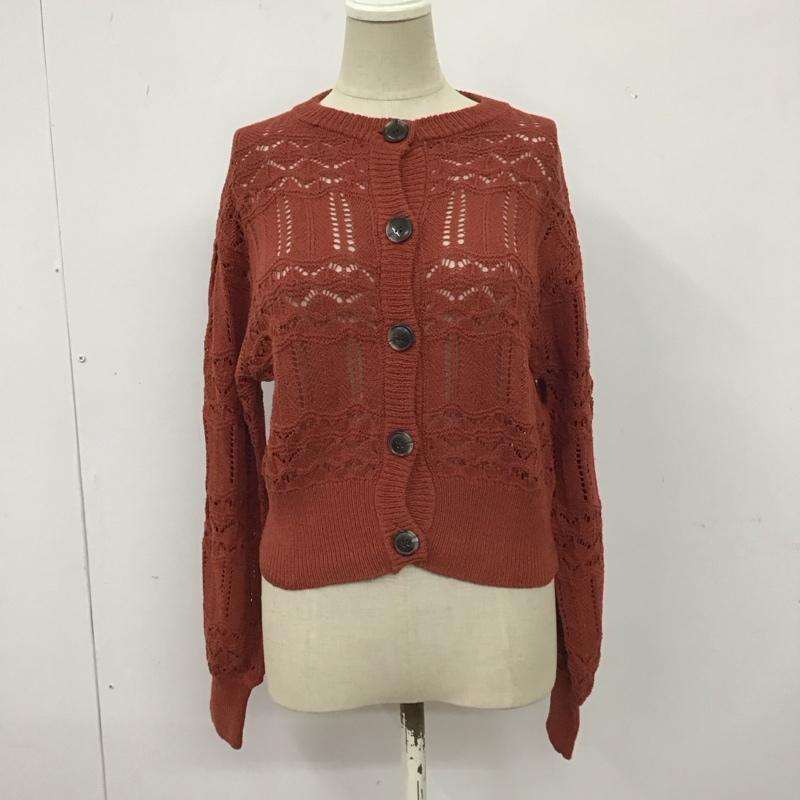 マウジー MOUSSY カーディガン 長袖 010EAF70-5930 CROCHET LIKE KNIT カーディガン クロップド丈 FREE  赤 / レッド /  レディース USED 古着 中古 10116188