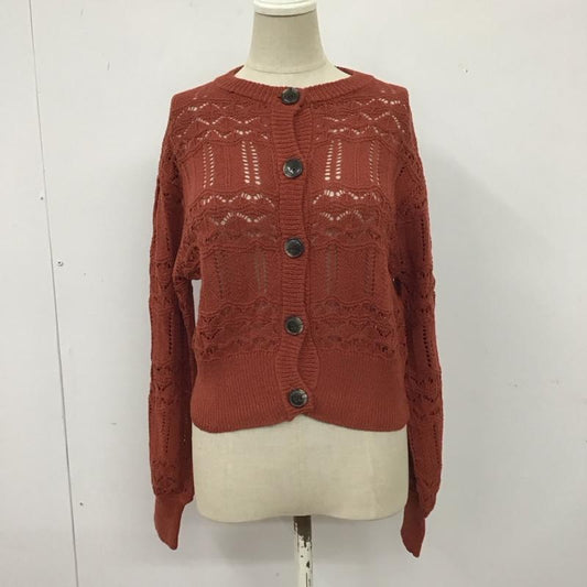 マウジー MOUSSY カーディガン 長袖 010EAF70-5930 CROCHET LIKE KNIT カーディガン クロップド丈 FREE  赤 / レッド /  レディース USED 古着 中古 10116188