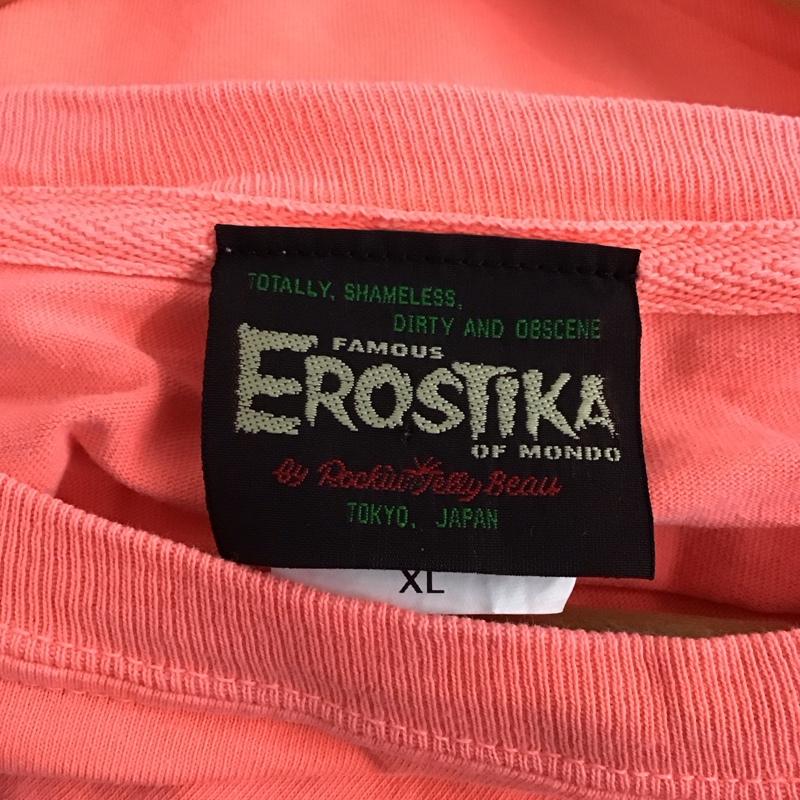 エロスティカ EROSTiKA Tシャツ 半袖 クルーネック コットン XL プリント 橙 / オレンジ /  メンズ USED 古着 中古 10123368