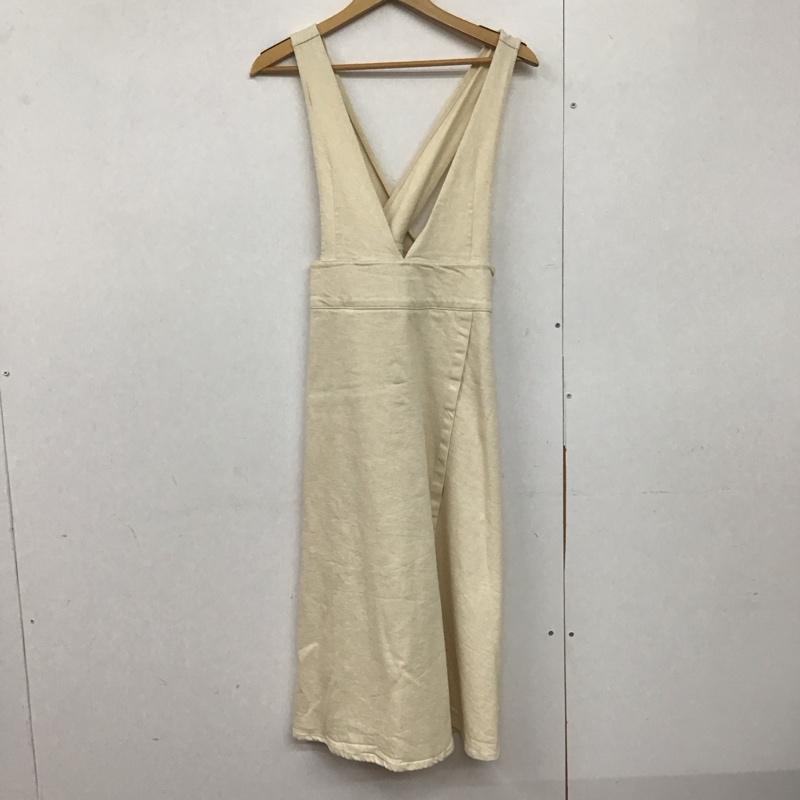ザラ ZARA ワンピース ロングスカート デニムワンピース ジャンパースカート オールインワン M 無地 アイボリー / アイボリー /  レディース USED 古着 中古 10143722