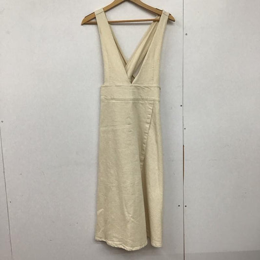 ザラ ZARA ワンピース ロングスカート デニムワンピース ジャンパースカート オールインワン M 無地 アイボリー / アイボリー /  レディース USED 古着 中古 10143722