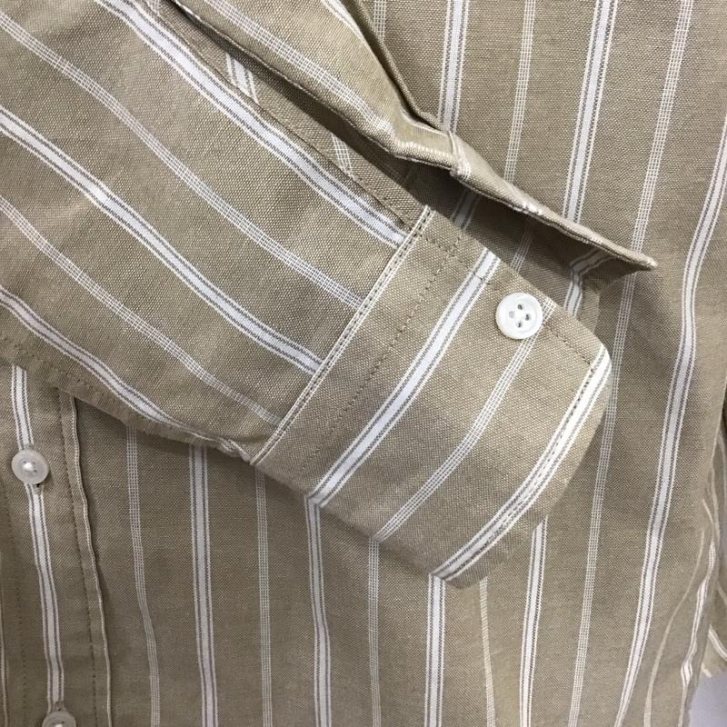 ナノユニバース nano・universe シャツ、ブラウス 長袖 668-3220213 ユースフルレギュラーカラーシャツ M ストライプ ベージュ / ベージュ / X 白 / ホワイト /  メンズ USED 古着 中古 10112220