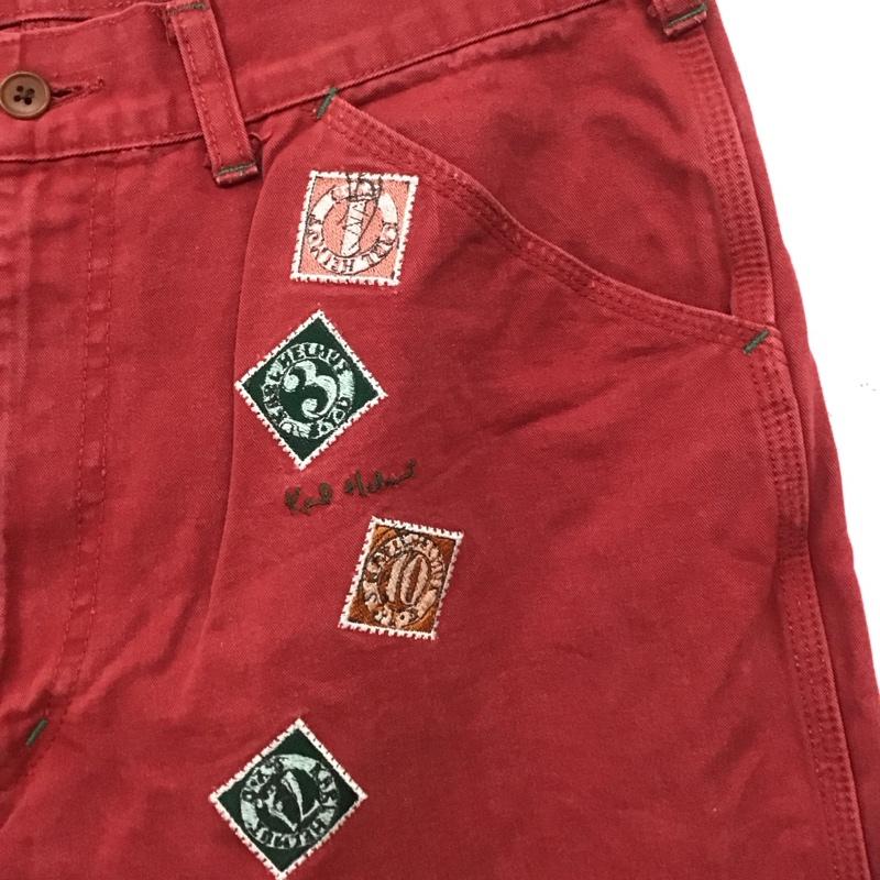 カールヘルム KARLHELMUT パンツ デニム、ジーンズ デニムパンツ ワイドパンツ カジュアルパンツ LL ロゴ、文字 赤 / レッド /  メンズ USED 古着 中古 10144890