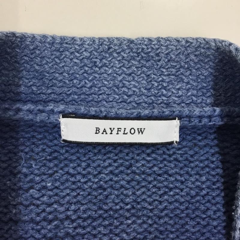 ベイフロー BAYFLOW カーディガン 長袖 長袖ニットカーディガン リブニットカーディガン 前ボタン 2 無地 青 / ブルー /  レディース USED 古着 中古 10118063