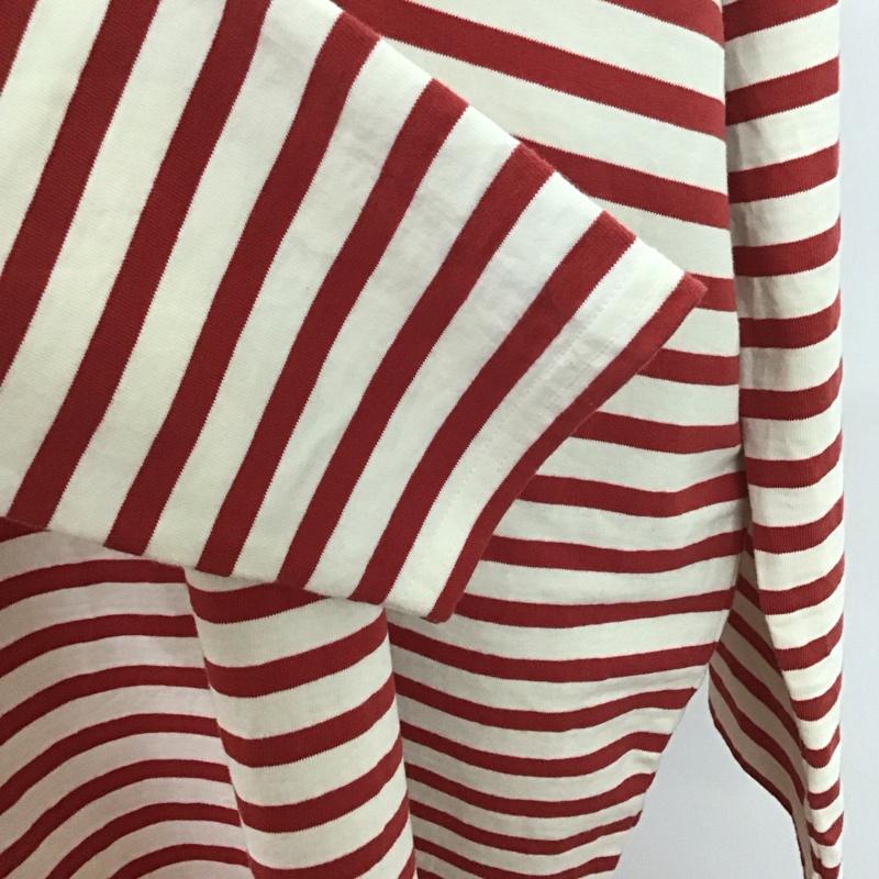 ガーゼ Gauze ワンピース ロングスカート 長袖ロングワンピース サイドスリットワンピース ボーダースカート ボーダー柄 白 / ホワイト / X 赤 / レッド /  レディース USED 古着 中古 10109956