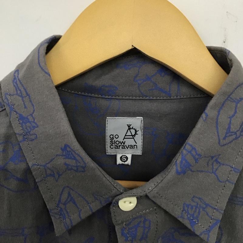ゴースローキャラバン go slow caravan シャツ、ブラウス 長袖 340231 長袖シャツ プリントシャツ 5 プリント 灰 / グレー /  メンズ USED 古着 中古 10138198