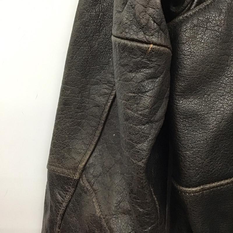 古着 USED ジャケット、上着 ジャケット、ブレザー ジップアップレザージャケット アウター 古着 XL 無地 茶 / ブラウン /  メンズ USED 古着 中古 10143481