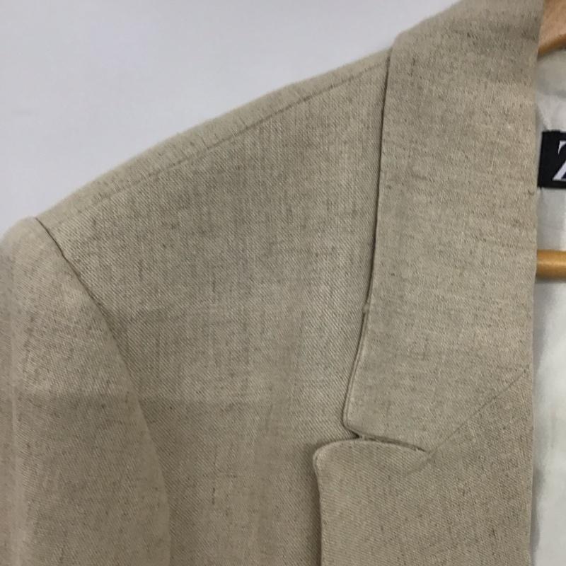 ザラ ZARA ジャケット、上着 ジャケット、ブレザー 2753/330/052 リネンジャケット プリントカフス L 無地 ベージュ / ベージュ /  レディース USED 古着 中古 10140665