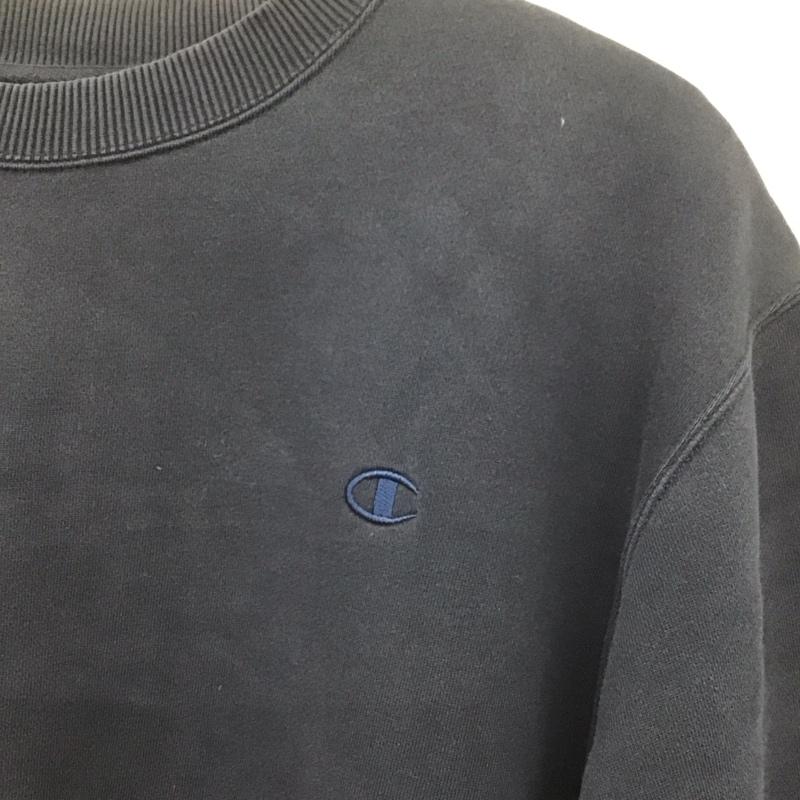 チャンピオン Champion トレーナー 長袖 長袖トレーナー スウェット クルーネック プルオーバー M ロゴ、文字 紺 / ネイビー /  レディース USED 古着 中古 10144270