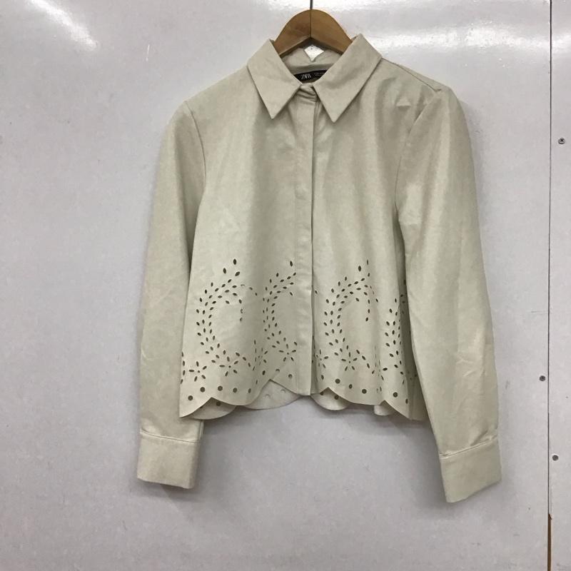 ザラ ZARA ジャケット、上着 ジャケット、ブレザー 7969/048/052 フェイクレザー上着 M 無地 オフホワイト / オフホワイト /  レディース USED 古着 中古 10136620