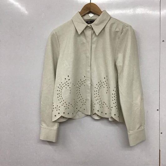 ザラ ZARA ジャケット、上着 ジャケット、ブレザー 7969/048/052 フェイクレザー上着 M 無地 オフホワイト / オフホワイト /  レディース USED 古着 中古 10136620