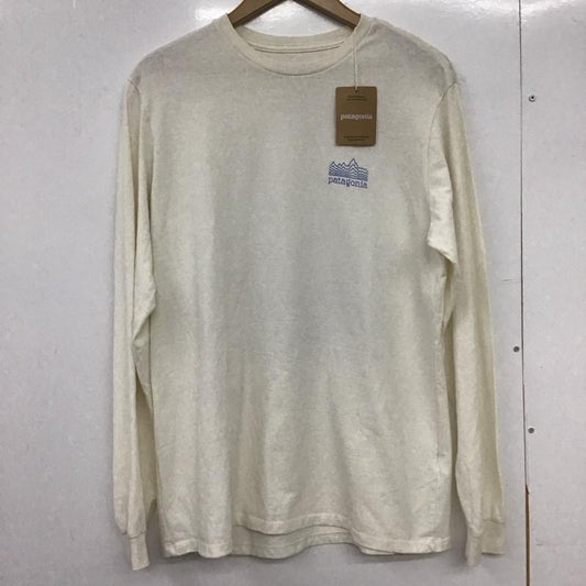 パタゴニア patagonia カットソー 長袖 長袖カットソー プリントカットソー クルーネック M ロゴ、文字 アイボリー / アイボリー /  メンズ USED 古着 中古 10148687