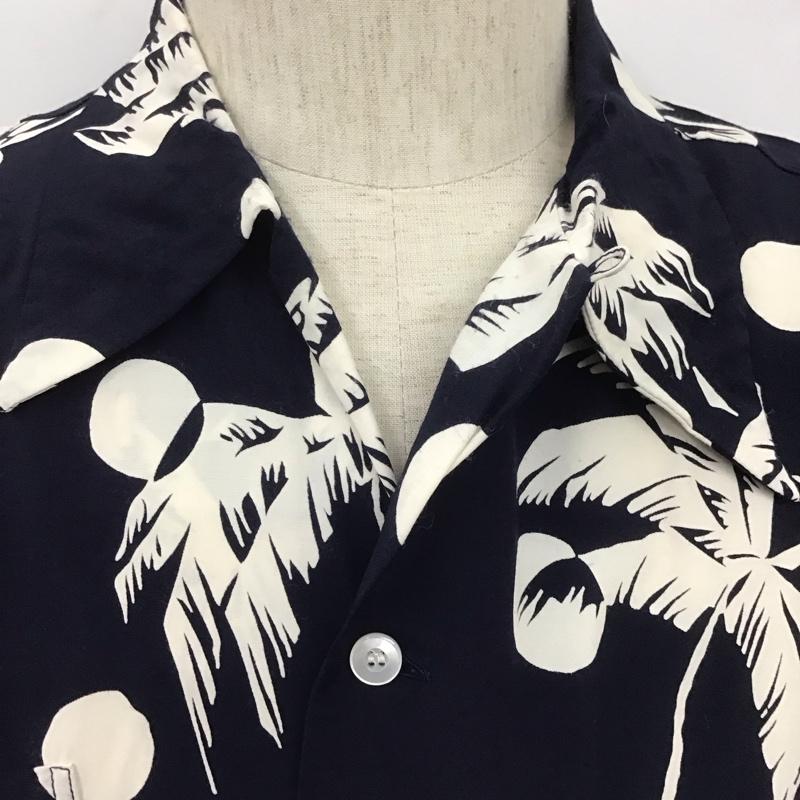 デュークカハナモク DUKE KAHANAMOKU シャツ、ブラウス 半袖 DK36980 MOONLIGHT PALM TREE スペシャルエディション アロハシャツ 箱有 L 総柄 紺 / ネイビー / X 白 / ホワイト /  メンズ USED 古着 中古 10107549