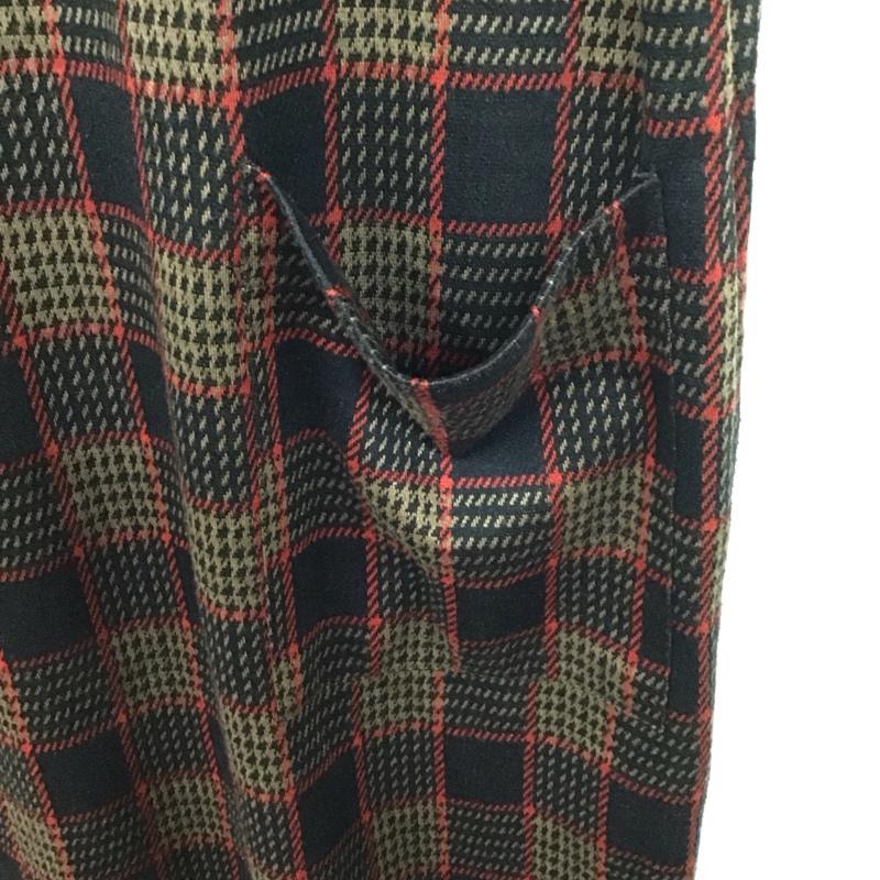 ザラ ZARA ワンピース ロングスカート スタンドネック 半袖 L チェック 黒 / ブラック / X 赤 / レッド / X ベージュ / ベージュ /  レディース USED 古着 中古 10131212