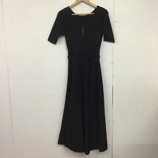 プロポーションボディドレッシング PROPORTION BODY DRESSING ワンピース ロングスカート 121-1140501 バックボタンクラシカルニットワンピース 半袖 M 無地 黒 / ブラック /  レディース USED 古着 中古 10144373