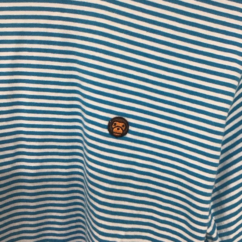 アベイシングエイプ A BATHING APE カットソー 長袖 長袖カットソー プリントカットソー クルーネック S ボーダー柄 白 / ホワイト / X 水色 / ライトブルー /  メンズ USED 古着 中古 10151151