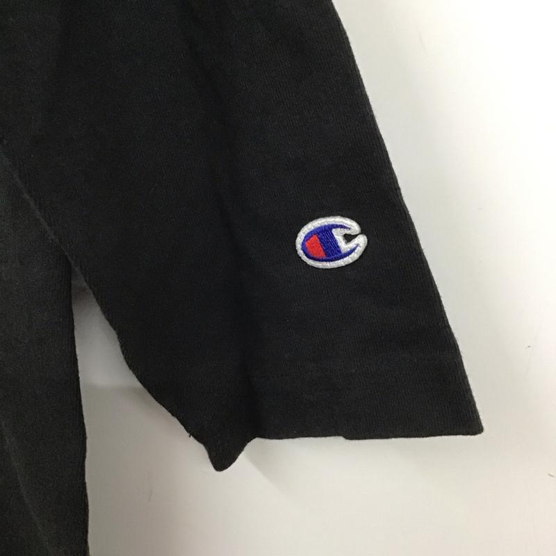 チャンピオン Champion カットソー 七分袖 七分丈カットソー クルーネックカットソー ラグラン M 無地 黒 / ブラック /  メンズ USED 古着 中古 10128774
