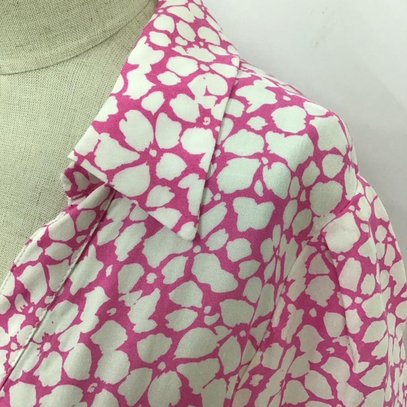 ザラ ZARA ワンピース ロングスカート 半袖 スキッパー ティアード XS 総柄 桃 / ピンク / X 白 / ホワイト /  レディース USED 古着 中古 10116781