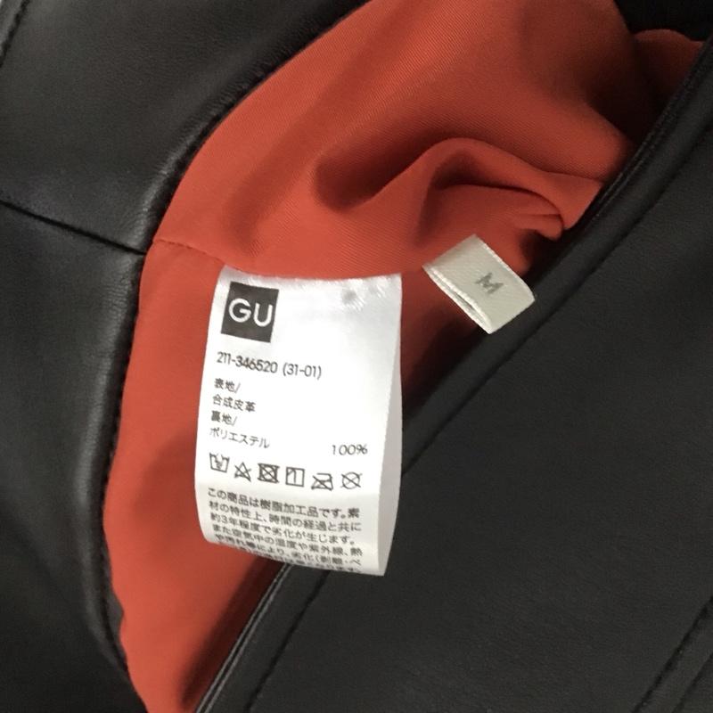 ジーユー GU ジャケット、上着 ジャンパー、ブルゾン 211-346520 フェイクレザージャケット ジップアップジャケット beautifulpaople コラボ M 無地 黒 / ブラック /  レディース USED 古着 中古 10107715