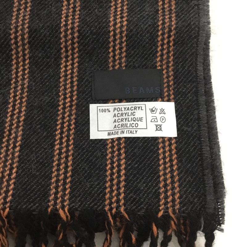 ビームス BEAMS マフラー マフラー フリンジ ストライプ 黒 / ブラック / X 橙 / オレンジ /  メンズ USED 古着 中古 10130580