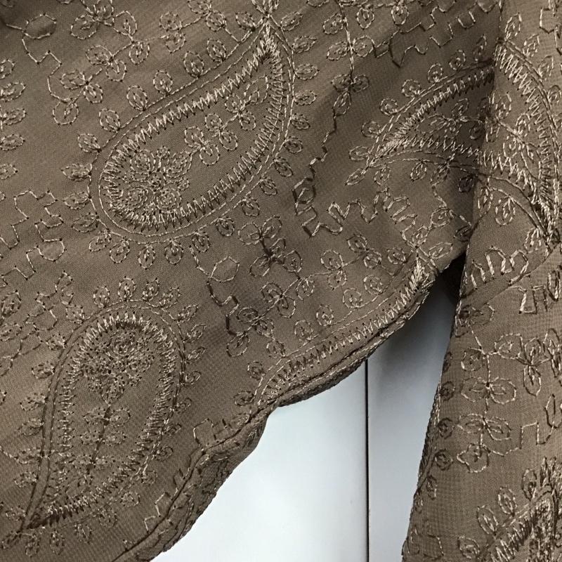 ページボーイ PAGEBOY シャツ、ブラウス 長袖 長袖シャツ 総柄シャツ ノーカラーシャツ FREE 総柄 茶 / ブラウン /  レディース USED 古着 中古 10128744