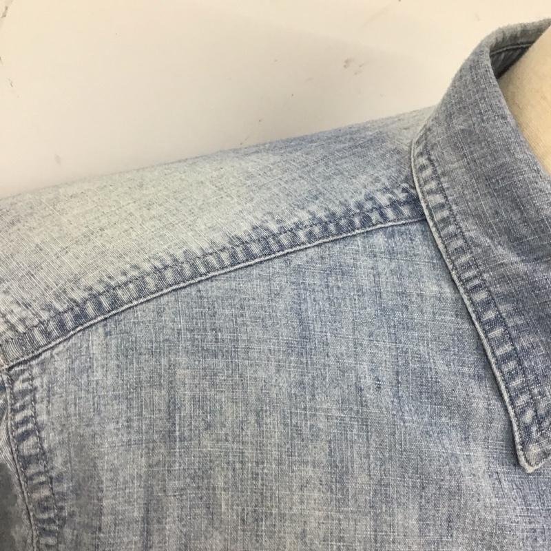 ポロラルフローレン POLO RALPH LAUREN シャツ、ブラウス 長袖 ワークシャツ デニムシャツ バックプリント M ロゴ、文字 青 / ブルー /  メンズ USED 古着 中古 10123671