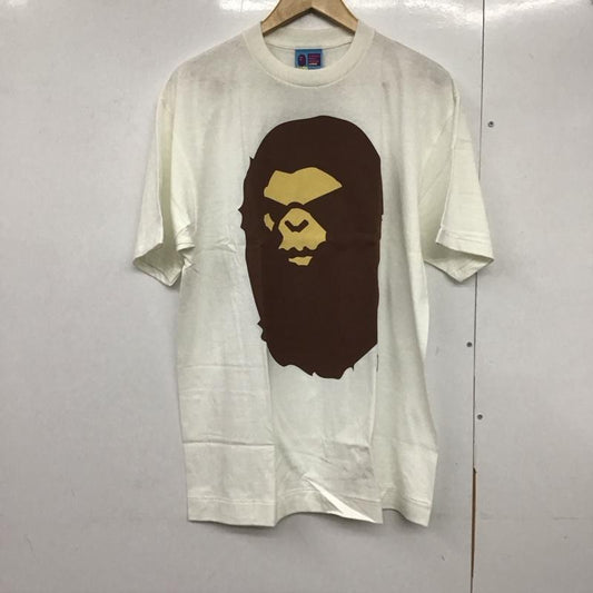 ベイプ BAPE Tシャツ 半袖 半袖カットソー プリントTシャツ クルーネックカットソー L プリント 白 / ホワイト /  メンズ USED 古着 中古 10141376