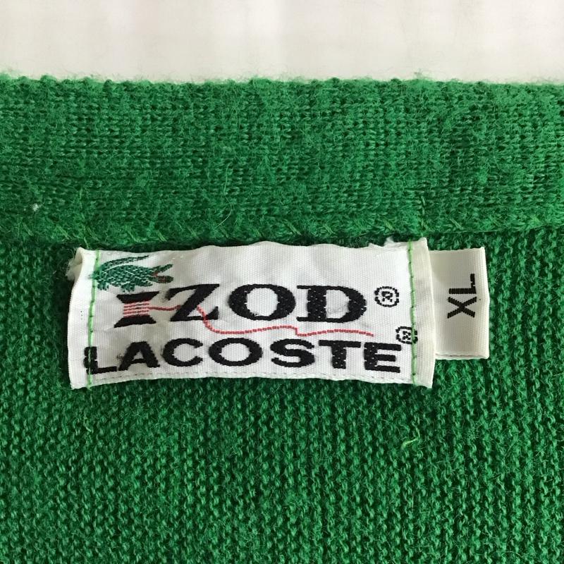 ラコステ LACOSTE カーディガン 長袖 70s　アクリルニット　カーディガン　IZOD XL ロゴ、文字 緑 / グリーン /  メンズ USED 古着 中古 10118296