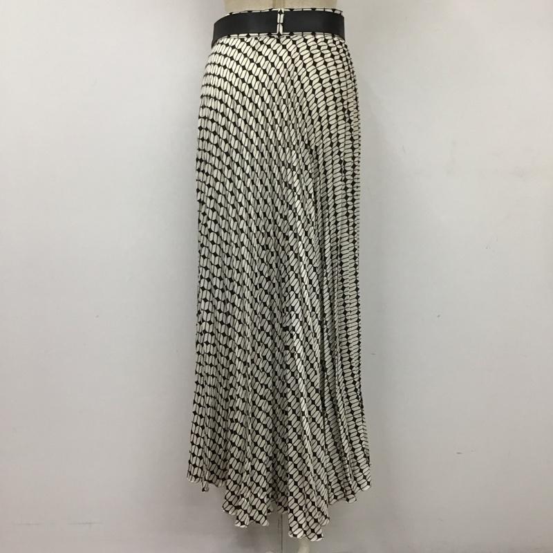 ザラ ZARA スカート ロングスカート 3564 216 064 プリーツスカート ベルト付き S 総柄 黒 / ブラック / X アイボリー / アイボリー /  レディース USED 古着 中古 10118500