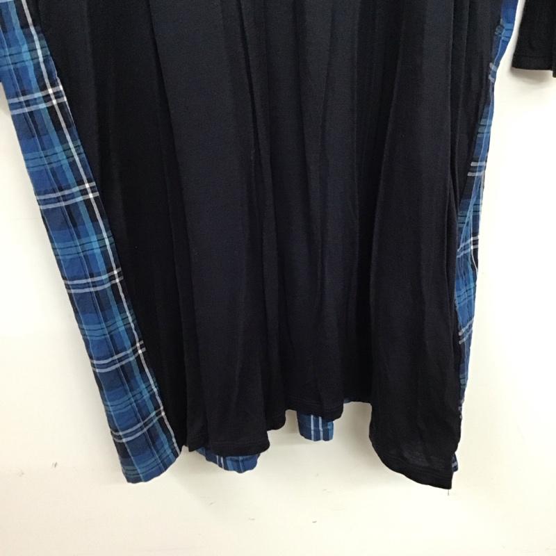 ミディウミ MidiUmi ワンピース ひざ丈スカート 無地 X チェック 青 / ブルー / X 紺 / ネイビー /  レディース USED 古着 中古 10150397