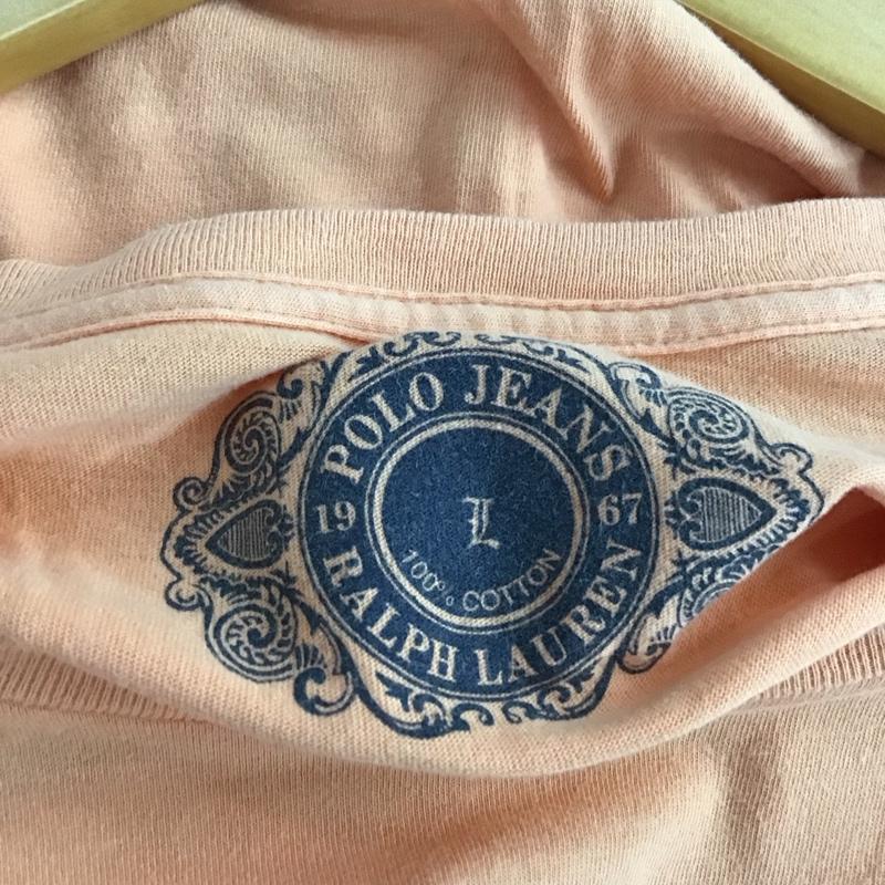 ポロジーンズ Polo Jeans Co. Tシャツ 半袖 RALPH LAUREN ナンバープリント L ロゴ、文字 橙 / オレンジ /  レディース USED 古着 中古 10133554