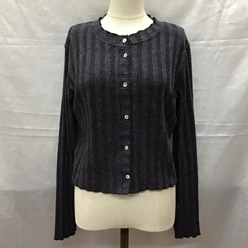 ザラ ZARA カーディガン 長袖 5039 620 824 クルーネック リブ M 無地 紺 / ネイビー /  レディース USED 古着 中古 10118397