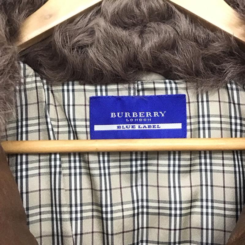 バーバリーブルーレーベル BURBERRY BLUE LABEL コート コート一般 E1F25-234-50 ラムレザー 羊革 キルティング ファー 38 無地 茶 / ブラウン /  レディース USED 古着 中古 10146415