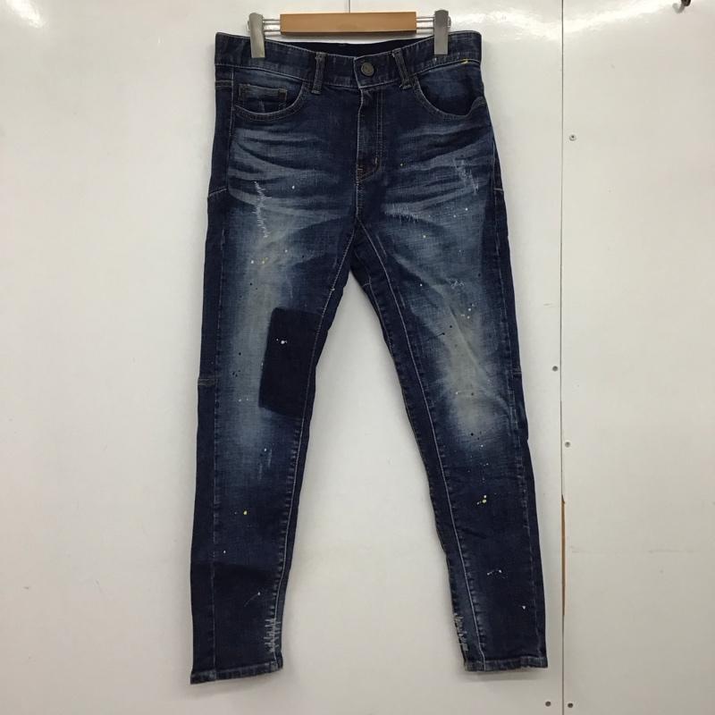 レトロエンジン Retro Engine パンツ デニム、ジーンズ デニムパンツ スリムパンツ カジュアルパンツ ストレッチパンツ L ダメージ加工 インディゴ / インディゴ /  メンズ USED 古着 中古 10150759