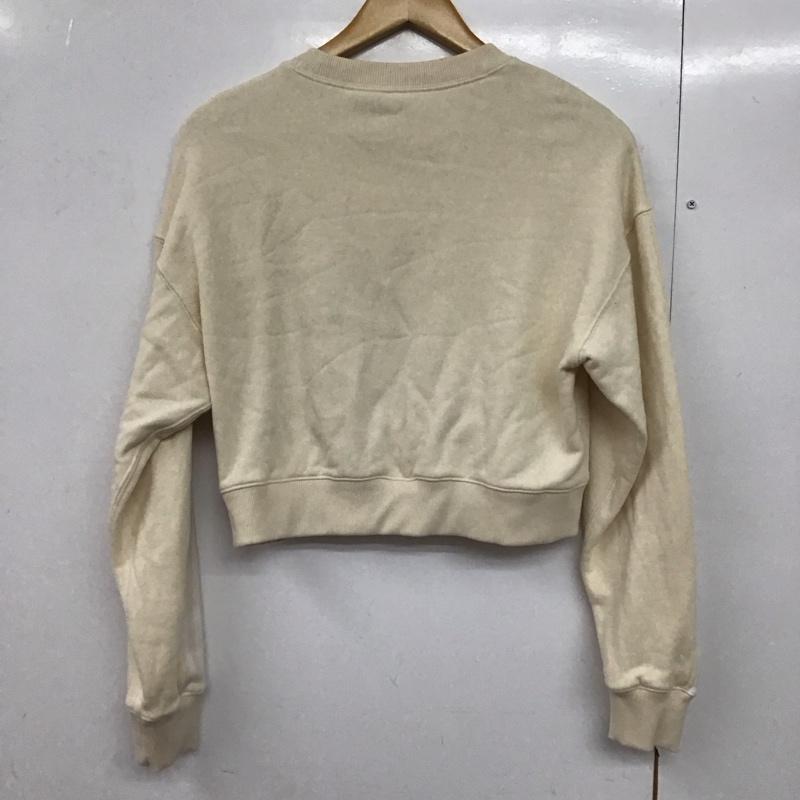 アディダス adidas トレーナー 長袖 HC2049 スウェット クロップド丈 S ロゴ、文字 アイボリー / アイボリー /  レディース USED 古着 中古 10143862