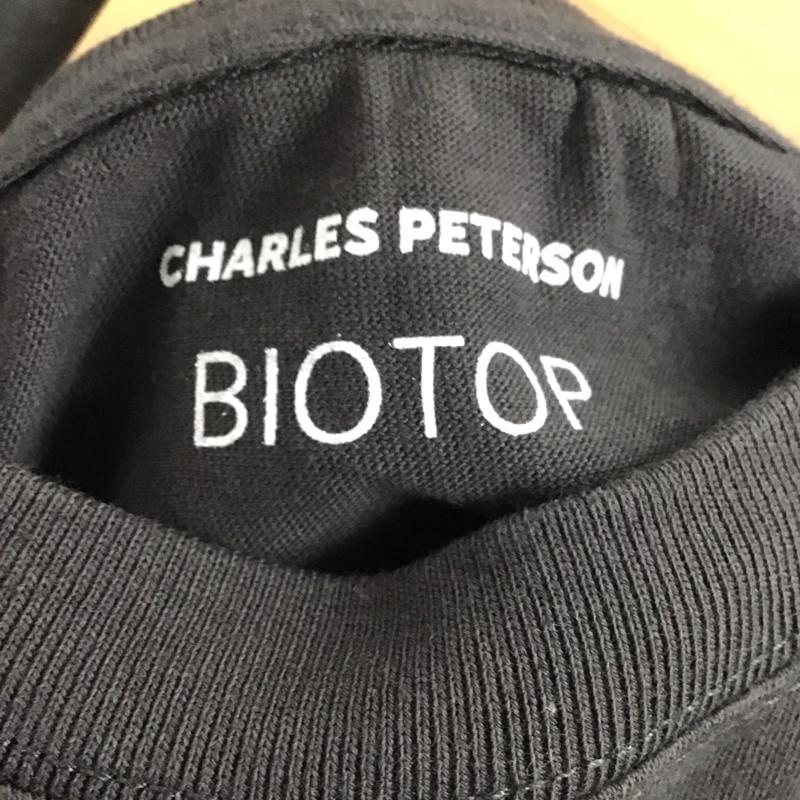 ビオトープ BIOTOP Tシャツ 半袖 半袖カットソー プリントTシャツ クルーネックカットソー charlespeterson XL プリント 黒 / ブラック /  メンズ USED 古着 中古 10141730