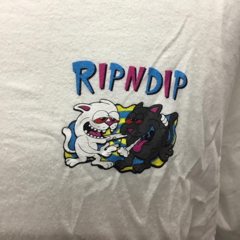 リップンディップ RIPNDIP Tシャツ 半袖 半袖カットソー プリントTシャツ クルーネックカットソー L プリント 白 / ホワイト /  メンズ USED 古着 中古 10114070