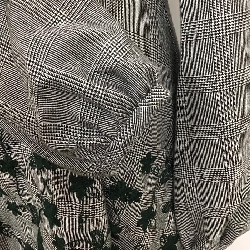 ザラ ZARA ワンピース ミニスカート 4437 269 064 長袖 チェック XS 刺繍 白 / ホワイト / X 黒 / ブラック /  レディース USED 古着 中古 10113493