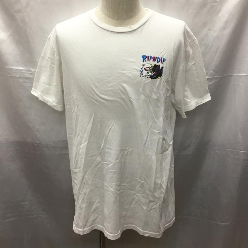 リップンディップ RIPNDIP Tシャツ 半袖 半袖カットソー プリントTシャツ クルーネックカットソー L プリント 白 / ホワイト /  メンズ USED 古着 中古 10114070