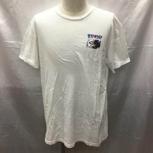 リップンディップ RIPNDIP Tシャツ 半袖 半袖カットソー プリントTシャツ クルーネックカットソー L プリント 白 / ホワイト /  メンズ USED 古着 中古 10114070