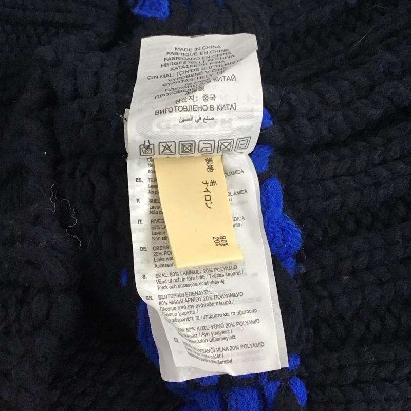 ジースターロゥ G-STAR RAW ニット、セーター 長袖 長袖ニット 長袖カットソー リブニット セーター クルーネック L プリント 青 / ブルー / X 紺 / ネイビー /  メンズ USED 古着 中古 10111091