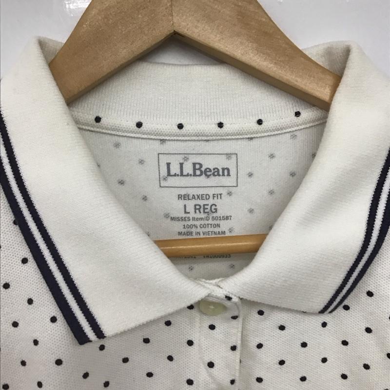 エルエルビーン L.L.Bean ポロシャツ 半袖 L ドット 白 / ホワイト /  レディース USED 古着 中古 10146310