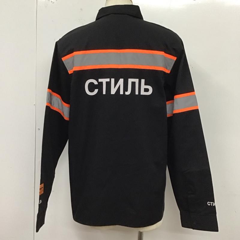 ヘロンプレストン HERON PRESTON シャツ、ブラウス 長袖 長袖シャツ カラーシャツ ポケットシャツ 長袖カットソー M ロゴ、文字 黒 / ブラック /  メンズ USED 古着 中古 10124717