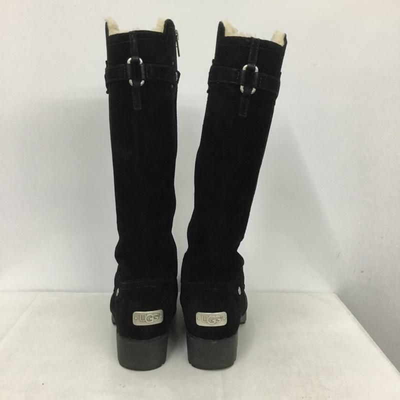 アグ UGG ブーツ 一般 3051 ロングブーツ サイドファスナー 24cm 24.0cm ロゴ、文字 黒 / ブラック /  レディース USED 古着 中古 10140027