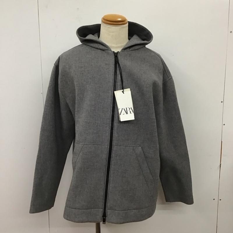 ザラ ZARA パーカー 長袖 ジップアップパーカージャケット 長袖スウェット アウター S 無地 灰 / グレー /  メンズ USED 古着 中古 10117627