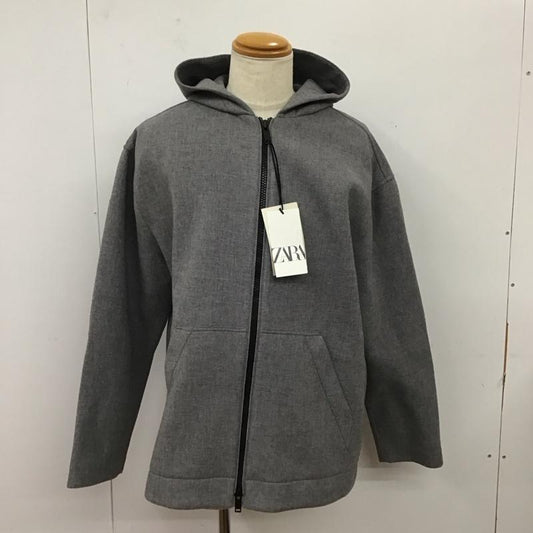 ザラ ZARA パーカー 長袖 ジップアップパーカージャケット 長袖スウェット アウター S 無地 灰 / グレー /  メンズ USED 古着 中古 10117627